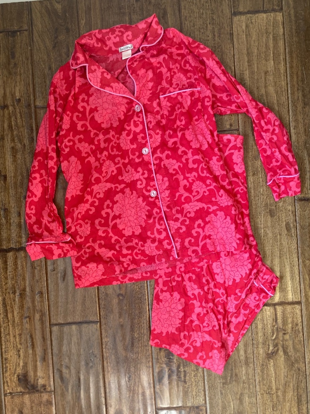 VTG BedHead Pajama Set Women S Long Sleeve Shirt Pants 100% Fine Cotton